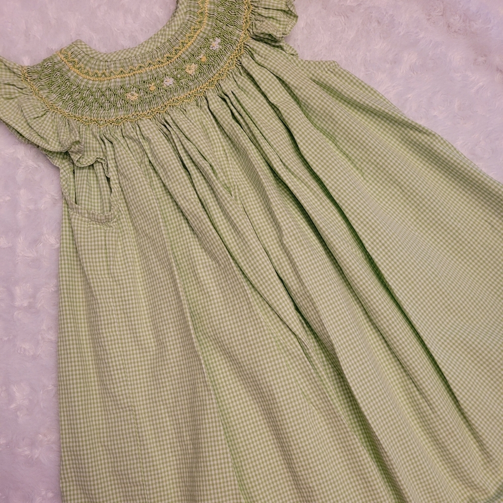 Green & yellow flowered smocked dress!